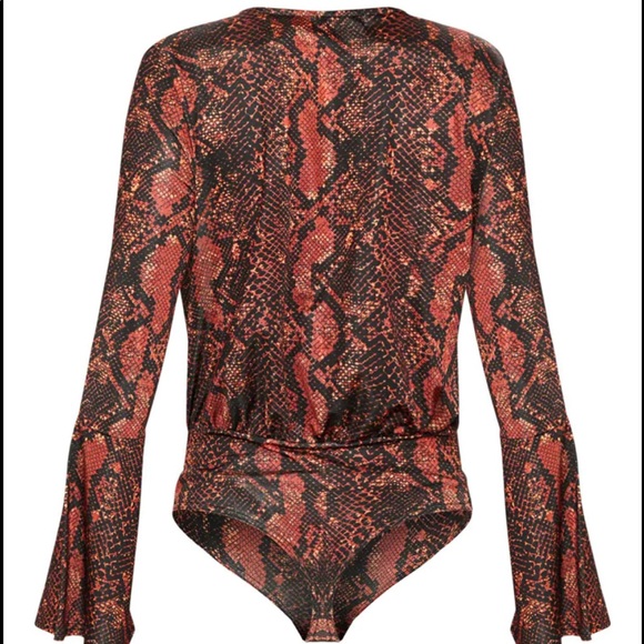 New Orange Snake Plunge Bodysuit - Picture 7 of 8